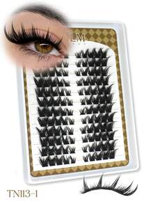 120/144pcs PALM LASHES Fox Eye Pointed Cluster False Eyelashes, Manga Fairy Style, Thin & Long, Graduated Cat Eye Single Cluster, DIY Dense Anime Lash Extensions - View 3