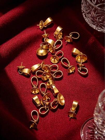 20Pcs 18K Gold Plated 304 Stainless Steel Bead Tips Bail Pegs, Pinch Bails Pearl Cup Pendant Connectors, DIY Jewelry Making Supplies For Pearl Beads Charms, Hypoallergenic Tarnish Resistant