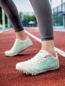 女款網面透氣運動鞋，適用於校園體能測驗、短跑競賽、訓練、高跳、長跳、日常慢跑及戶外休閒穿著 - 5288白粉 - 查看 10