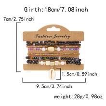 7pcs/1set Ocean Style Shell Pendant Bracelet Set, Multicolor Beaded Design, Bohemian Layered Versatile Women's Jewelry - Multicolor - View 6