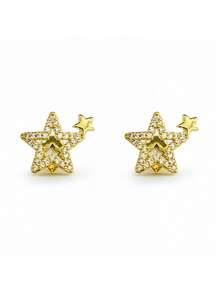 2pcs Hollow Five-Pointed Star Zirconia Shiny Hip-Hop Personalized Tooth Jewelry Set, Unisex Holiday Gift, Funny Photo Prop - Multicolor - View 8