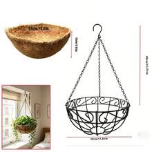 Juego de 2 macetas colgantes montadas en la pared, diseño de artesanía de hierro, estructura de cesta de malla semicircular de 10/12 pulgadas, forro de cesta colgante, adecuado para interiores/exteriores, balcón y jardín, para flores, verduras, plantas de interior/exterior, diversas decoraciones con temas festivos - cesta colgante - Ver 8