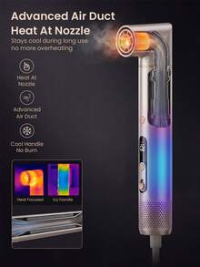 UKLISS 6-In-1 Foldable Hot Air Styler With 110,000 RPM High-Speed Brushless Motor, Fast Drying And Hair Protection; Built-In 200 Million Negative Ions, Effectively Eliminates Static And Smooths Frizz. One Machine Achieves Automatic Curling, Straightening And Multiple Styling, Paired With Multiple Wind Speed And Temperature Control Adjustments, Supported By LCD High-Definition Digital Display, Foldable Body, Compact And Portable, Easy Storage. - Multicolor - View 8
