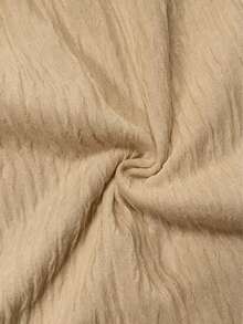 Ensemble Top Court Asymétrique Blanc Texturé & Mini-Jupe Taille Haute à Nœud, Chic Élégant pour les Vacances - Kaki - Voir 5