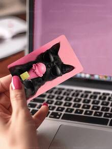 1pc Cone Cat Credit Card Sticker Privacy Protection Card Skin, Pink Party Birthday Gift PVC Material Anti-Fingerprint Anti-Scratch Wear-Resistant Card Sleeve, Suitable For Men, Women, Couples, Small Chip Card, Bank Card Decorative Sticker, Credit Card, Transportation Card, Student Campus Card Personalized DIY - Type a - View 6
