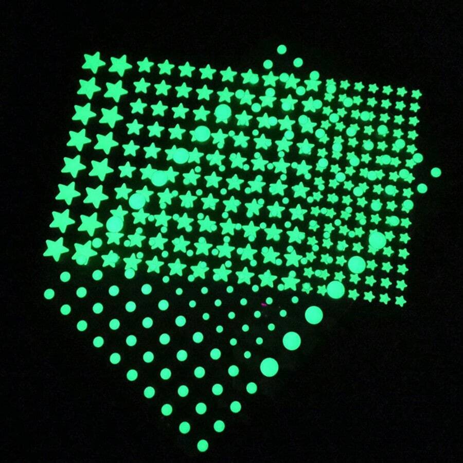 Fluorescent Polka Dot Glow In The Dark Wall Sticker, Bubble Cotton Glow Decoration, Bedroom, Children's Room, Pentagonal Star, Removable Wall Sticker - 3D Glow-in-the-dark Sticker - View 1