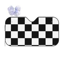 1pc Plaid Pattern Printed Car Front Windshield Sun Shade Decor Vehicle Sun Visor UV Reflector Sun Protection Cover Keeps Vehicle Cool - Sunshade - View 7
