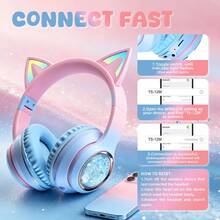 Gerripuer This Cute Wireless Bluetooth 6.0 Cat Ear Headphones With Charming "Quicksand" Glitter Design, 12-Hour Battery Life, Perfect For Gaming, Music, Learning And Watching Movies - View 3