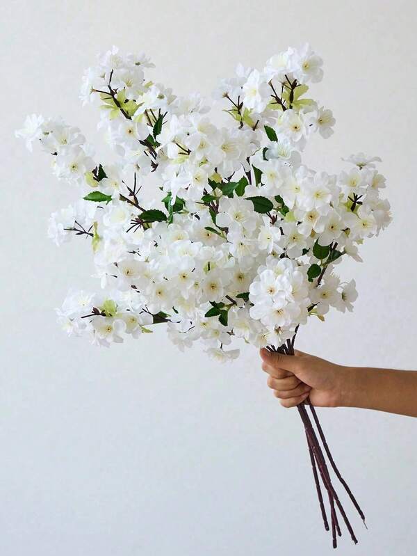 1/3/6 cành hoa anh đào giả 27.6 inch màu trắng, hoa anh đào lụa thân cao trang trí nhà ở, phòng khách, bàn ăn, tiệc cưới DIY, cành hoa anh đào vườn, quà tặng Valentine, sinh nhật, tốt nghiệp