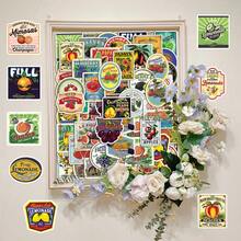 50pcs Fresh Cartoon American Retro Fruit Labels Creative Lemon Grape DIY Decoration Milk Tea Cup Stickers - Retro Fruit Labels - 1999 - View 8