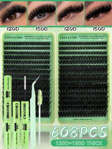 CMAYOME 544/608/640簇 8-16mm 薄款柔軟假睫毛，羽毛感簇狀睫毛，動漫風長眼尾接睫毛，附配套膠水、封口液、鑷子與刷子，適用日常眼妝、初學者、攝影、節慶與通勤 - 彩色 - 查看 19