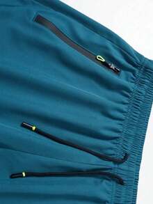 Men's Quick-Dry Workout Shorts,Stretch And Breathable Training Shorts With Zippered Pockets And Reflective Strips,Suitable For Workout And Training - Lake Blue - View 4