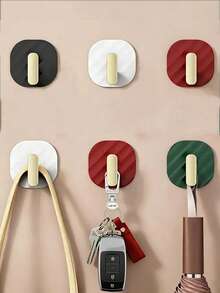 10pcs Random Color, No-Drill Waterproof Adhesive Wall Hooks, Strong Self-Adhesive Decorative Towel Hooks, Multi-Functional Practical Adhesive Hooks, Suitable For Kitchen, Bathroom, Shower, Entryway, Home Storage And Organization - Multicolor - View 3
