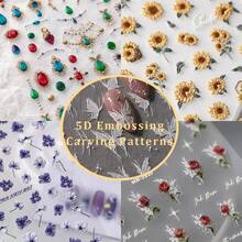 Pegatinas para uas en 5D, diseo de rosa roja, 1 hoja, impermeables, autoadhesivas, para decoracin de uas. - Rosa Roja - Ver 2