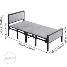 Single-Fold Bed With Soft Cushioned Foam And A Foldable Metal Frame, Functioning As A Sofa Bed Suitable For Home Use And Easy To Carry. - Gray - View 2