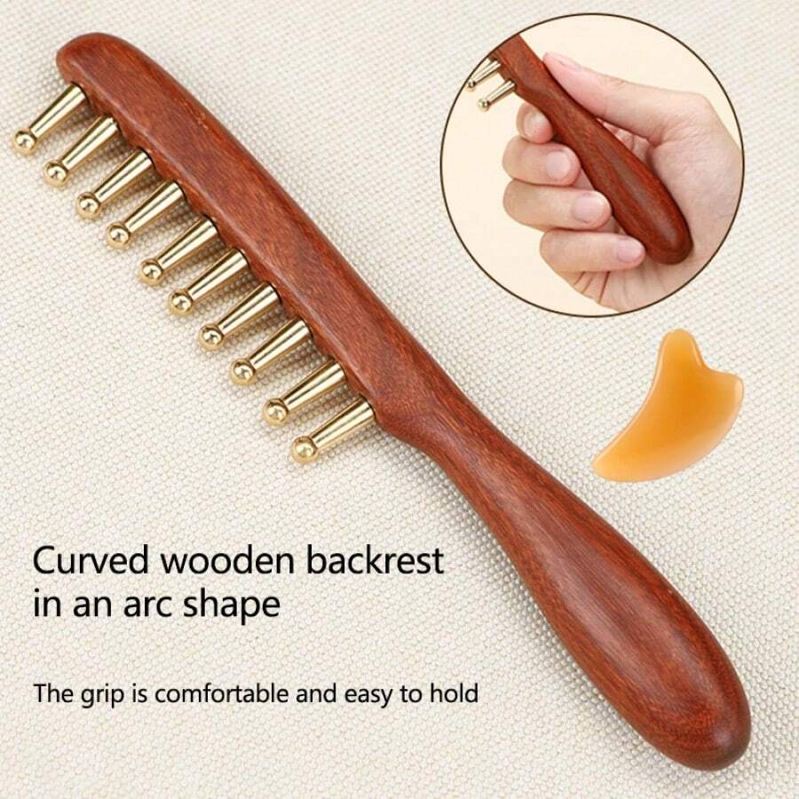 2pcs Set, (10-Tooth Scalp Massage Comb + Gua Sha Board), Used For Body Gua Sha And Head Relaxation. - 10-tooth Scalp Massage Comb + Gua Sha Board - View 1