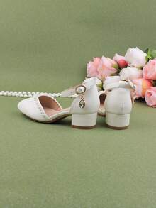 Wedding Party Evening Vacation Sweet Cute Flower Girl Girls' Shoes Suitable For Big Medium Small Girls Children Shoes Baby Shoes Versatile Little Shoes Girls Fashion Pearl White Dress Shoes Four Seasons Holiday High Heel Chunky Heel Shoes Formal Dress Shoes Performance Shoes Dance Mary Jane Princess Shoes Pointed Toe Closed Toe Hollow Out Shoes High Heels - White - View 7