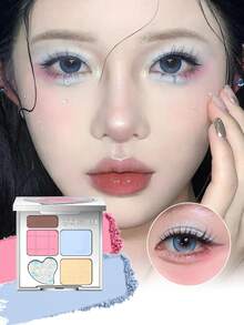 ROCK SWEET Palet Alis 5 Warna - Pensil Alis, Bedak Alis, Eyeshadow Netral, Highlighter Kontur Matte, Tahan Keringat (Hadiah Sempurna) - 08 Semitone Dream Weaver (Gradien Merah Muda-Biru) - View 3