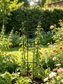 1/2pcs European Style Scrollwork Butterfly Decorative Climbing Trellis, Hollow Butterfly Design, Partial Assembly Required, Bottom Dual Pointed Stake Design, Can Be Directly Inserted Into Soil / Flower Pot, Stable Installation, Not Easy To Tip Over, Suitable For Ground Planting And Potted Planting Scenes, The Trellis Body Can Provide Even Winding Points For Vines, Strong Support, Can Guide Climbing Plants Like Roses, Clematis To Grow Orderly, Suitable For Rooftop Gardens - Butterfly Climbing Frame - View 7