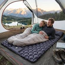 1pc Double Inflatable Sleeping Pad, Ultra-Light Fast Inflation Air Mattress, Camping Inflatable Sleeping Pad, Hiking Climbing Camping Inflatable Sleeping Pad, Outdoor Extra Large Double Bed - Multicolor - View 7