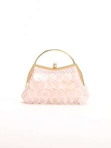 1 buah Tas Tangan Wanita Dekorasi Irisan Cangkang Alami Warna Pink, Tas Pantai Gaya Liburan Putri Duyung Buatan Tangan Boho, Tas Tote Jaring Ikan Bentuk Belah Ketupat, Cocok untuk Sehari-hari, Pernikahan, Pesta, Perjalanan dan Liburan Santai (Retakan dan Cacat Normal pada Irisan Cangkang Adalah Hal yang Wajar) - Berwarna merah muda - View 5