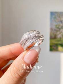 MADEONE 1枚奢华闪耀多层微钻戒指，优雅适合约会和派对。 - 多層碎鑽戒指 - 查看 4