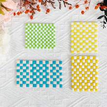 1pc Woven Texture Polymer Clay Cutting Mold For Earring Making - Checkerboard Grid Stripe DIY Handmade Tool, Suitable For Jewelry, Pottery And Clay Craft Projects - White - View 4