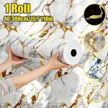 Brodark 1捲 40*300/1000cm 自黏式亮面奢華金大理石瓷磚牆貼,泡棉撕貼式大理石牆貼 - 防水、防潮、易撕牆貼,適用於居家、廚房、浴室、背景牆、辦公室、商店裝飾等,無縫邊緣精準拼接,牆面覆蓋,公寓裝飾,廚房翻新,家居裝飾材料,懸掛裝飾瓷磚 - 40*300cm/15.7*118in - 查看 6