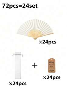 72/60/15/6/3pcs Wedding Paper Folding Fan Gift Set, Paper Handheld Folding Fan With Thank You Card Tags And Organza Bags, 6pcs=2pcs Fans+2pcs - Multicolor - View 18
