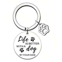 Premium Stainless Steel Engraved Keychain, Fashionable & Durable, Inspirational Text, Creative Personalized Inspirational Pendant, Simple & Versatile Style, Unisex, Suitable For Pet Lovers - Multicolor - View 6