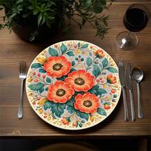 1/2/4/6/8/300pcs Minimalist Abstract Floral Pattern Luxury Placemats, Machine Washable Polyester Material, Heat-Resistant, Stain-Resistant, Waterproof And Easy To Clean, Suitable For Party And Kitchen Decor - Multicolor - View 9
