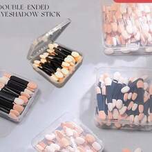 200入拋棄式海綿頭眼影刷，橢圓形彩妝工具，雙面眼影刷，適合女性日常化妝與居家使用 - 雙頭刷 - 查看 2