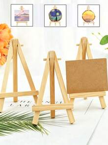 3pcs, 1pc Desktop Storage Rack, Kitchen Countertop Stand, Cookbook Holder, Wooden Easel, Wedding Table Number Holder, Photo Display Stand, Craft And Art Supplies, Home Decor, Natural Wooden Tripod Easel, Conference Display Stand, Wedding Display Stand - Multicolor - View 5