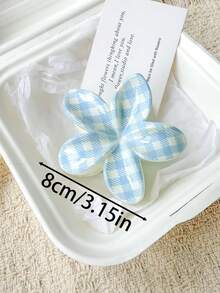 2件/1件 女款 8cm/3.15in 藍色格紋小碎花木槿花海灘花朵輕量塑料髮夾，高級髮飾，適合日常穿搭、休閒、派對、通勤、海灘度假、馬尾、盤髮、洗臉、沐浴、化妝、造型搭配，海灘度假髮飾 - 彩色 - 查看 2