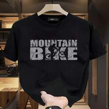 1 pieza Playera De Hombre.manga corta 100% algodón puro, cuello redondo casual con estampado, manga corta transpirable para uso diario, con letras masculinas. - Negro - Ver 2