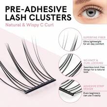 Pestaas postizas autoadhesivas, naturales y ligeras, sin necesidad de pegamento, 11 - 13 mm, reutilizables, sin residuos, preencoladas, rizo C, extensiones de pestaas. - inicial - Ver 4