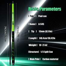 BK RUSH 3-Piece Carbon Fiber Jump-Break Cue, 13mm Tip, Dual-Purpose Break And Jump Cue, Black 8/9 Ball Cue - 545bkr Fluorescent Green Jump Pole - View 7
