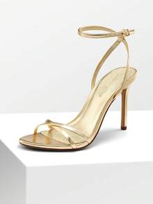 2026 Women New Fashion Stiletto Heels, Strappy Open Toe High Heeled Sandals With Adjustable Ankle Strap Summer, Wedding Party Prom Formal Occasions - 金色 - 查看 4