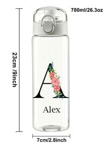 1PC 26oz/780ml Personalized Minimalist Optional Surname Initial Name Water Bottle - Customizable Name LOGO Plastic Drinkware, Hand Wash, Lightweight, Round, Suitable For Running And Sports, First Day Of School, Back To School Gift, Party, Travel, School Water Bottle, Ideal Gift For Birthday, Graduation, Boys, Girls, Teens - Multicolor - View 9