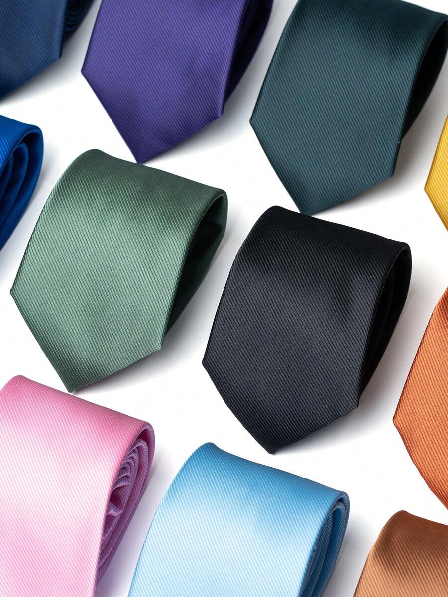 1 Peça Gravata Masculina de Cor Sólida com 8CM de Largura, Adequada para Combinar com Camisas e Ternos, Ideal para o Ambiente de Trabalho, Entrevistas de Emprego, Reuniões Formais - Cores misturadas - Visão 1