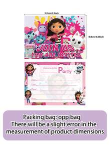 MASSDI Gabby Themed Party Invitation Cards, 24pcs Fill-In Invitation Cards With Cartoon Cat Character Prints, Perfect For Birthday & Holiday Party Invitations - Multicolor - View 6