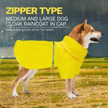 Dog Raincoat Adjustable Pet Water Proof Clothes Lightweight Rain Jacket Poncho Hoodies With Strip Reflective - Yellow - View 3