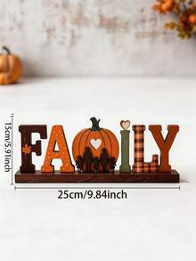 1件裝秋季木製桌面裝飾牌，南瓜剪影 FAMILY 字母積木裝飾，感恩節農舍風分層托盤裝飾，秋季豐收木製掛牌，適用於廚房、壁爐架與客廳，居家裝飾，秋季裝飾 - A - 查看 5