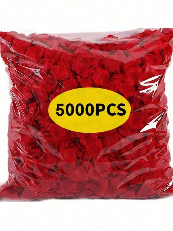 5000片浪漫風不織布仿真玫瑰花瓣，人造玫瑰花瓣，浪漫手工散花，適用於求婚派對、情人節裝飾、婚禮佈置、房間裝飾及週年紀念裝飾