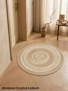 1pc Summer New Arrival, Natural Wood Style Beige Brown Gradient Round Rug, Water-Absorbent Soft Skin-Friendly Carpet, Summer Hot-Selling Decorative Mat, Decorative Rug, Bedroom Decor, Small Rug, Carpet, Home Decor, Living Room Rug, Living Room Small Rug, Bedroom Rug, Living Room Home Decor, Outdoor Rug, Washable Carpet - Multicolor - View 6