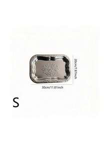 1pc Ins Retro Stainless Steel Tray, French Embossed Cake Plate, Home Tabletop Storage & Organizer Tray - View 10