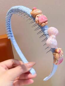 1pc Cute Cartoon Animal Teeth Headband Set, Macaron Color Wrapped Hair Tie With Bear, Rabbit, Cloud, Flower Decoration, Girls Face Washing Hair Accessory - Multicolor - View 8