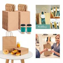 Kraft Paper Gift Bags With Handles For Birthday Party, Wedding Favors & Christmas, Sturdy Brown Paper Wrapping Bags With DIY Printable Blank Surface(8.2*5.9*3.1in) - View 7