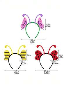 1-Pack Insect Theme For Party Headbands, Spring Decoration Photo Props, Butterfly, Bee, And Ladybug Shaped Headbands For Party And Birthday For Party Atmosphere Additions, Random Color And Style - Headband - View 6