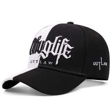 1 قطعة قبعة بيسبول مقسمة باللونين الأحمر والأسود بتطريز Thuglife Outlaw Gothic، قبعة أب هيب هوب شارع اللون بحافة منحنية - A - مشاهدة 10